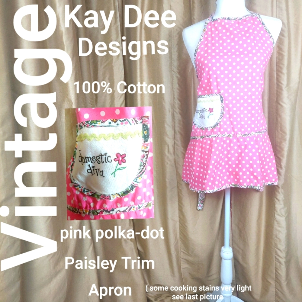 Vintage Kay Dee Designs Apron - Pink Polk A Dot  - "Domestic Diva "